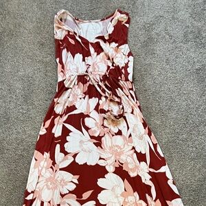 Red and pink flower Isabel maternity maxi dress